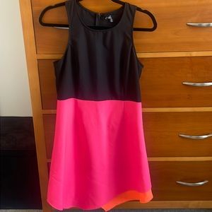 Asymmetrical Color Block Dress - Size Medium